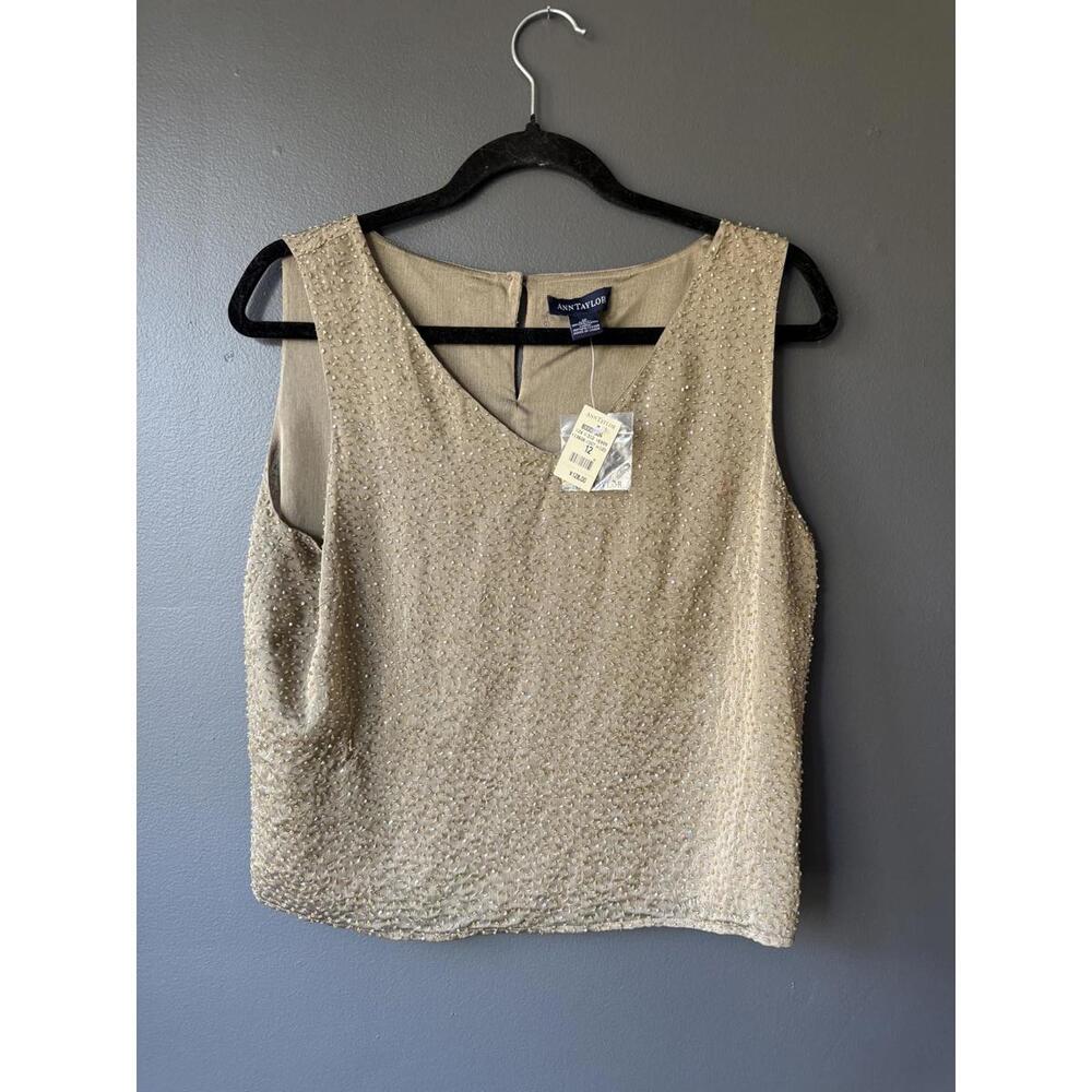 Ann Taylor Beaded Sleeveless Top Size 12